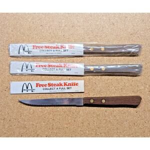 Lot 3 McDonalds Steak Knife 1980s Vintage Made in Japan - 2 SEALED Hanford Forge